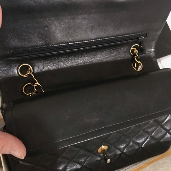 Chanel 10” medium double flap black quilted with gold accents - Picture 2 of 6